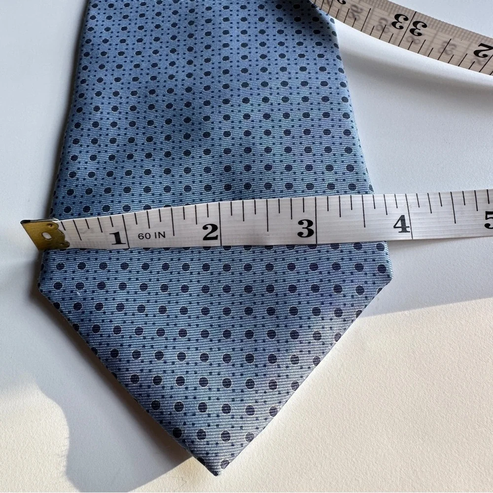 Tommy Hilfiger Light Blue and Navy  Patterned Silk Tie